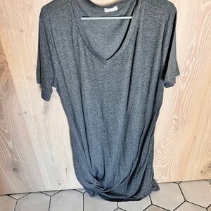 Gray V-Neck Women's Shirt Fress